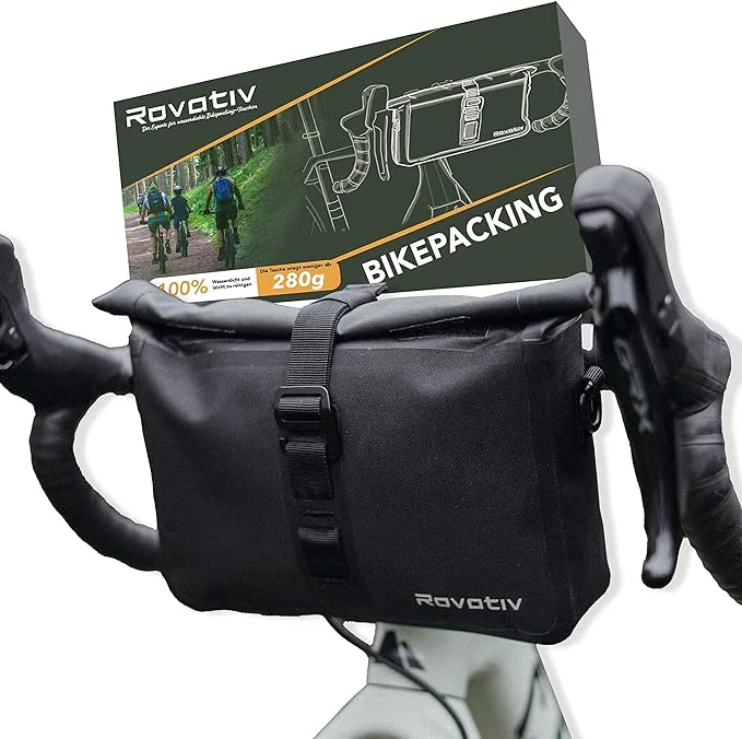 Rovativ® Bikepacking Lenkertasche [3 Liter] 100% Wasserdicht - Handlebar Pack für Gravelbike