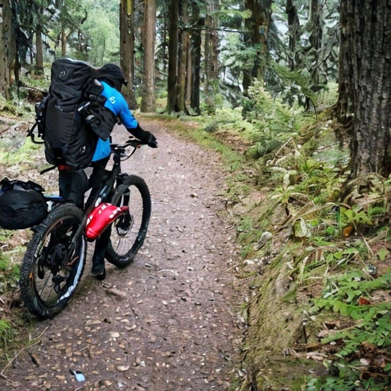 Backpacking im Wald mit Gravel Bike