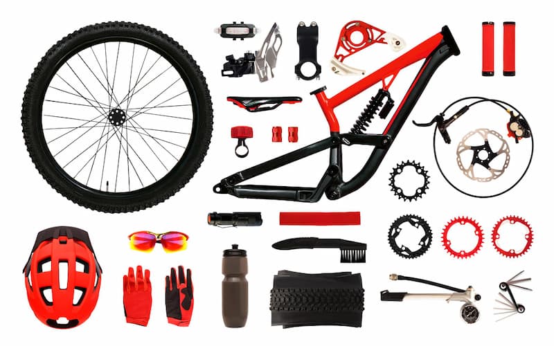 Gravel Bike Materialen als Abbildung in rot und schwarz.