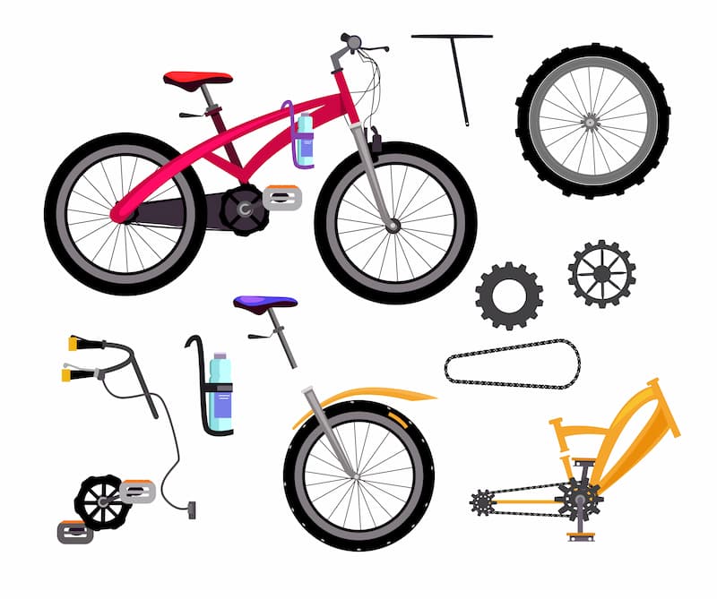 Gravel Bike Teilen auf einer Abbildung.
